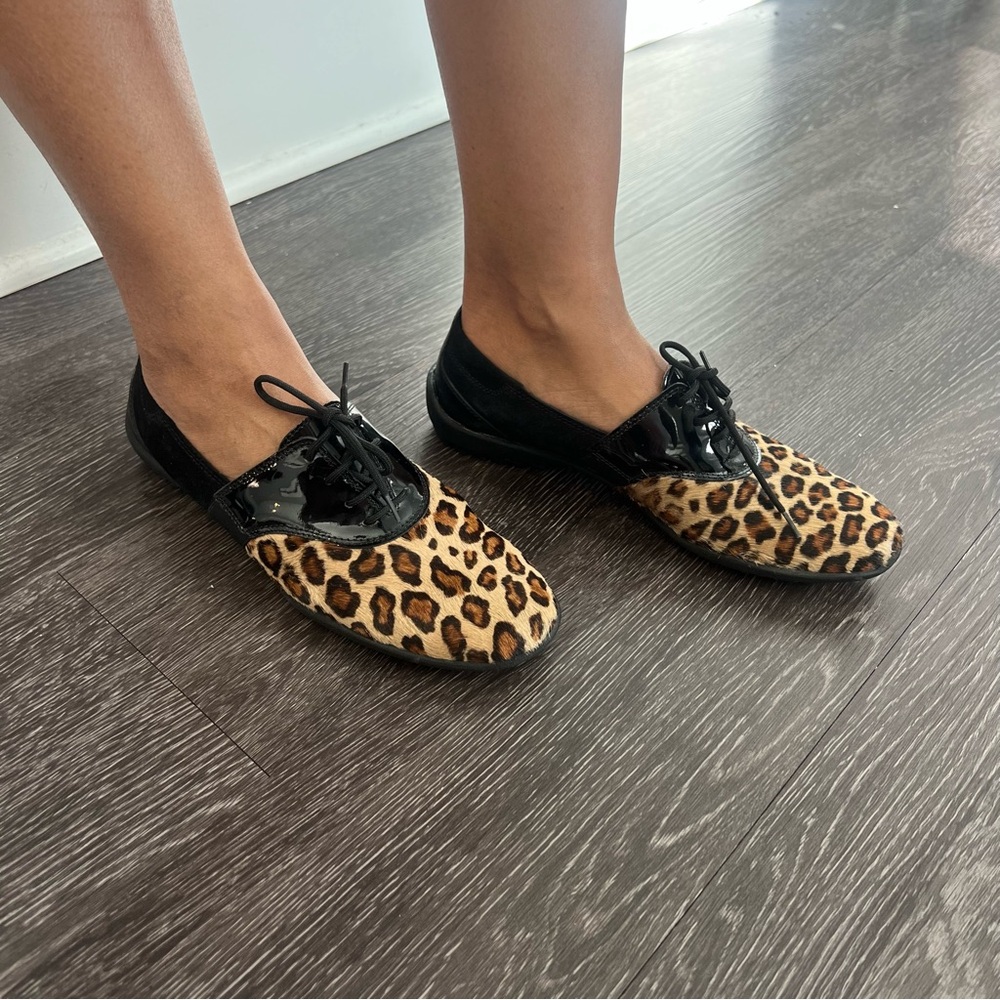 Sesto Meucci Leopard Calf Hair Lace-Up Oxfords - Made in Italy